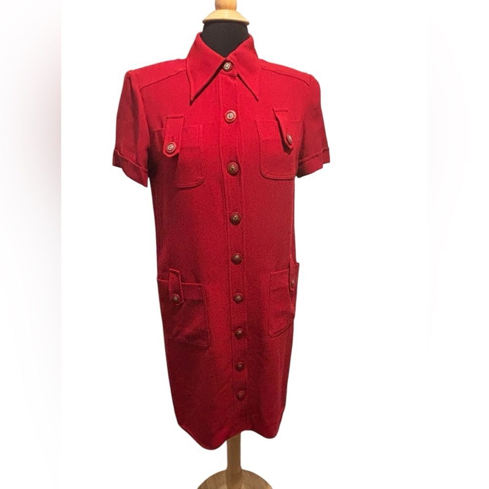Classic Red Knee Length Button Down Dress by Liz Claiborne -size 8